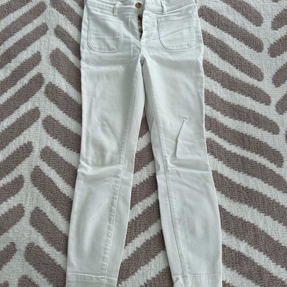 Pilcro and the Letterpress White High-Rise Button-Fly Jeans